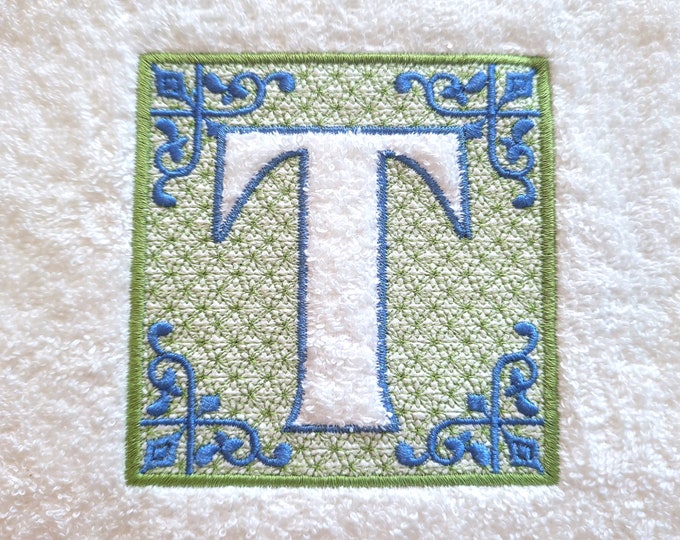 Chinoiseries classic Embossed terry towel Monogram letters A-Z in frame machine embroidery designs for hoop 4x4, 5x7 wedding birthday gift