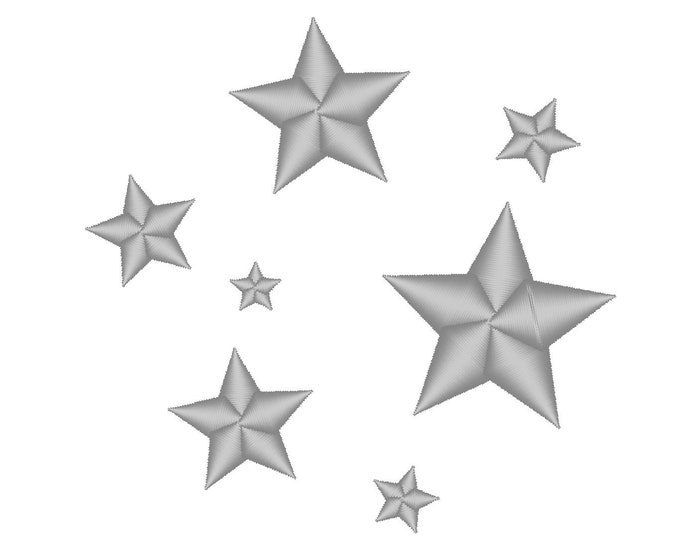 Mini stars add on mini size micro wee machine embroidery designs less than one inch size wee tiny star stars satin stitch 5 point