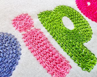 Mini Chain Font hand stitch effect Chain Block Font machine embroidery designs alphabet letters numbers monogram sizes 1.4 up to 2.5inch, BX