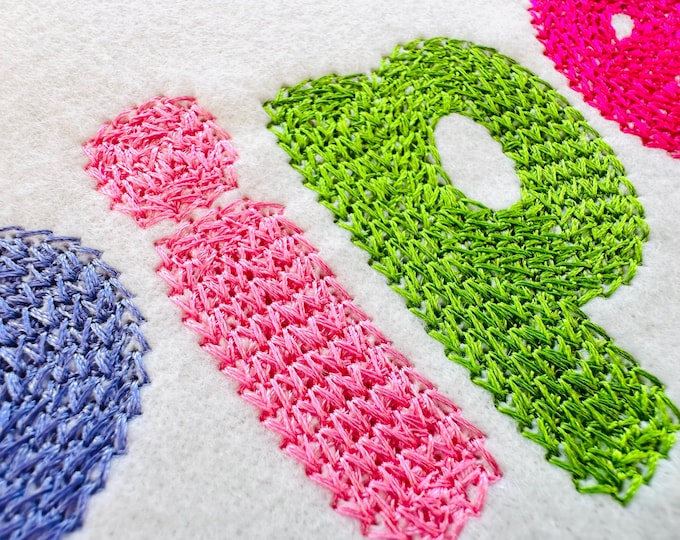 Mini Chain Font hand stitch effect Chain Block Font machine embroidery designs alphabet letters numbers monogram sizes 1.4 up to 2.5inch, BX