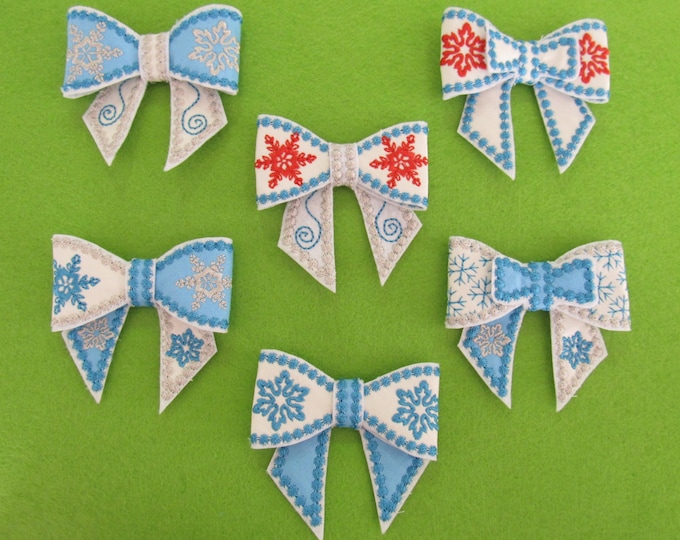 Frozen Bows 3D effect, for hairpiece or Gift wraps, even for present to Him, In the hoop project - machine embroidery design, 4x4 INSTANT