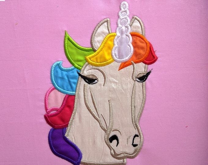 Unicorn head applique  - machine embroidery designs applique Rainbow unicorn embroidery  INSTANT DOWNLOAD