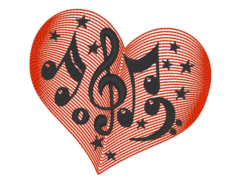 Liebe Musik Herz Stickmuster Stickdateien verschiedene Etsy.de