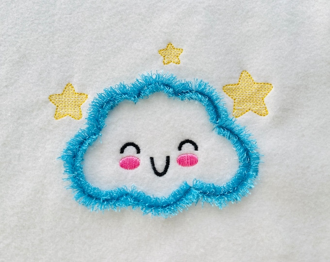 Fringed Fluffy Cute Cloud fringe in the hoop ITH project machine embroidery designs for kids baby playful funny fur design in multiple sizes