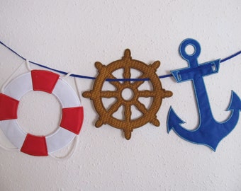 Nautical theme banners - In The Hoop Machine Embroidery Applique designs all done In-The-Hoop, sizes 4x4, 5x7 and 6x10