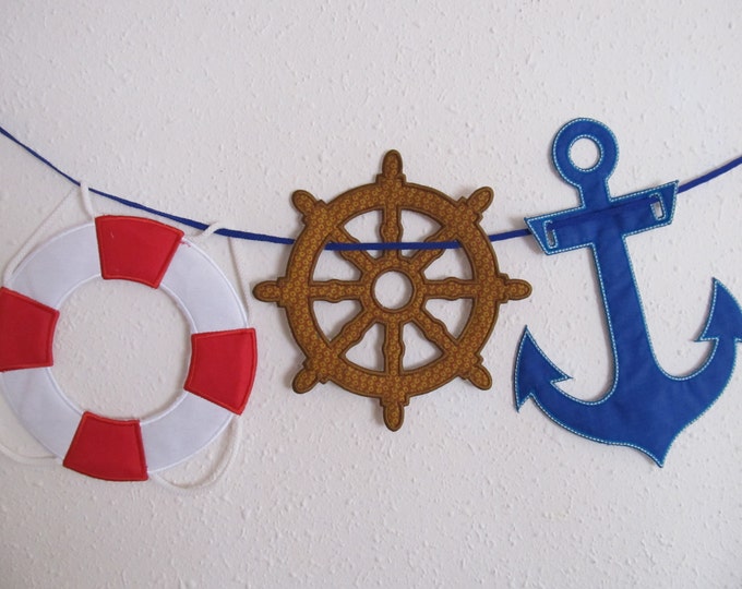 Nautical theme banners - In The Hoop Machine Embroidery Applique designs all done In-The-Hoop, sizes 4x4, 5x7 and 6x10