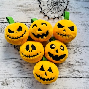 Pumpa Jack-o'-lantern SET med 6 ITH i bågen Maskinbroderimönster, endast i en båge Enkel Halloween-leksaksboll Spöklik läskig pumpa