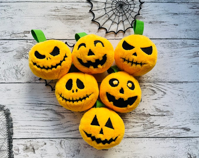 Pumpkin Jack-o-lantern SET of 6 ITH in the hoop Machine Embroidery designs, in one hoop only easy Halloween toy ball spooky scary pumpkin