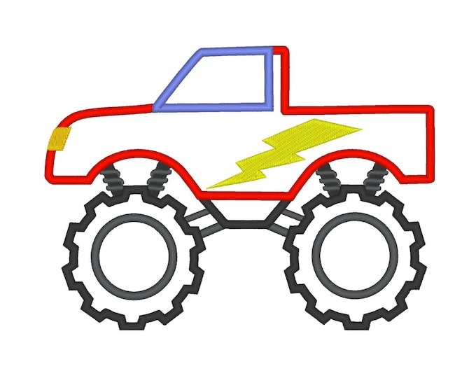 Monster Truck Applique kids baby boys vehicle Car Applique machine embroidery designs many sizes for hoop 4x4  5x7  6x10