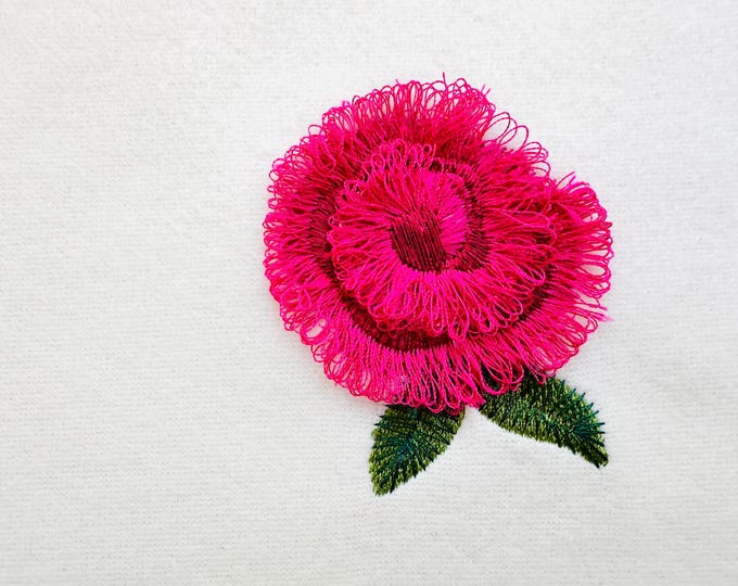Small mini fringed fluffy Rose Peony Monogram accent machine embroidery designs fur chenille fringe in the hoop Flower sizes 2 up to 3 inch