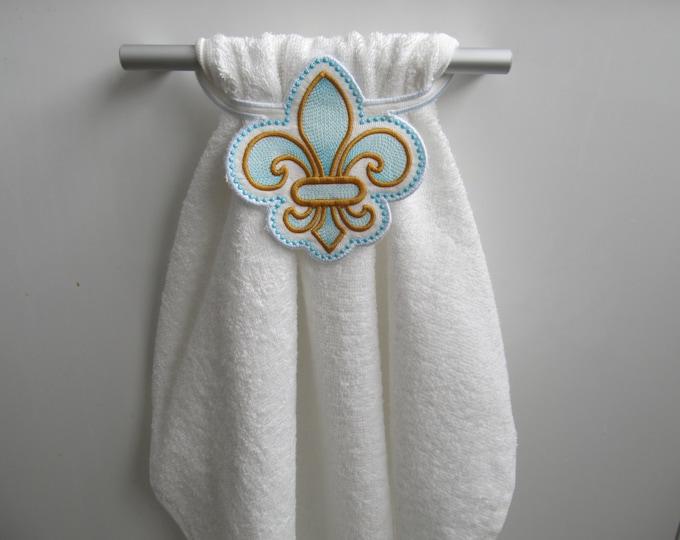 Towel hanging to the stove project Fleur de Lis embroidery   - machine embroidery in the hoop embroidry towel designs 5x7 INSTANT