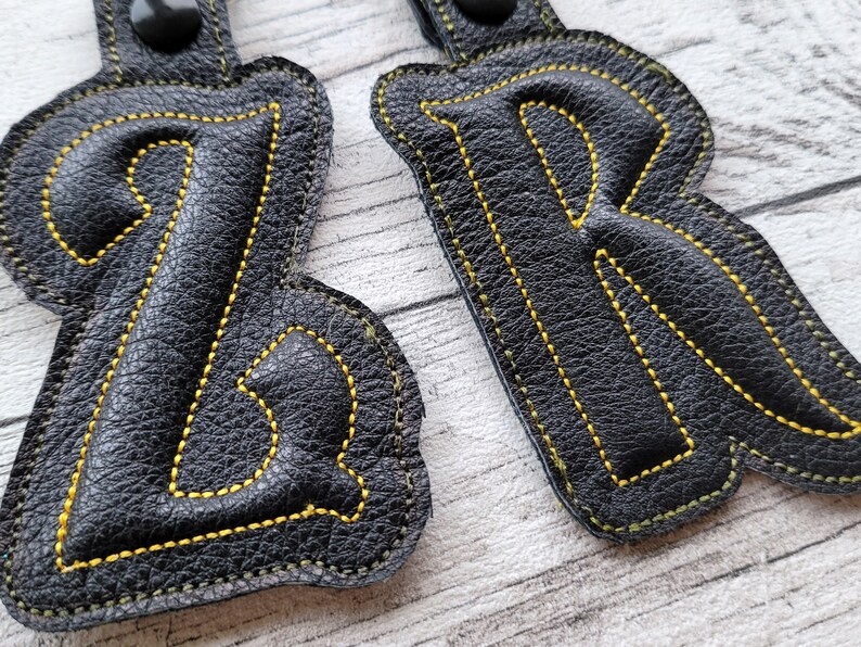 Puffy puff foam relief 3D Key Fob snap tab Monogram A-Z in the hoop ITH personalized bag tag keychain machine embroidery designs for hoop 5x7 by Artapli embroidery formats PES HUS JEF EXP DST VIP VP3 XXX