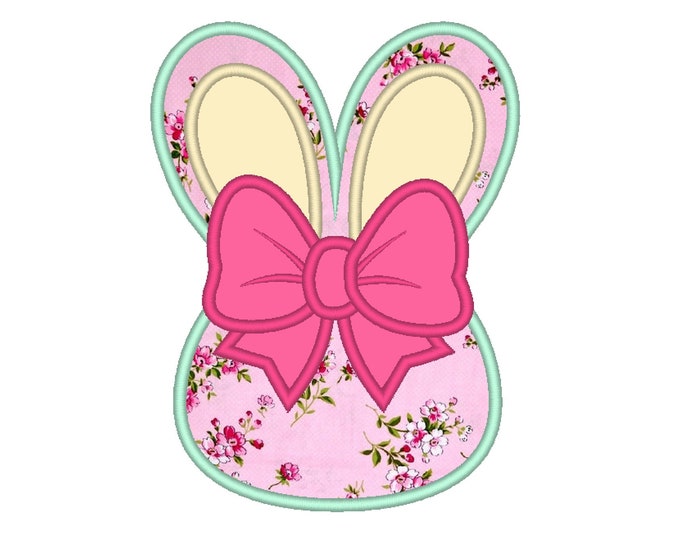 Easter Bunny with bow Applique machine embroidery designs in sizes 4, 5, 6, 7, 9 inches cute bunny girl bunny head and bow applique