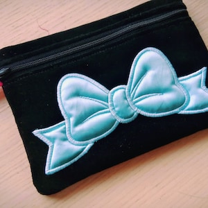 Bolso con cremallera forrado con arco de Minnie grande, bolso, bolsa, bolsillo, bolsa con cremallera, sobre ITH en los diseños de bordado de la máquina de aro 5x7, 6x10, 8x8, 8x12