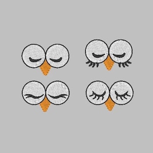 Your Toy eyes Owl closed eyes Set of 4 types for kids toy doll making fill stitch machine embroidery designs sizes for hoop 4x4