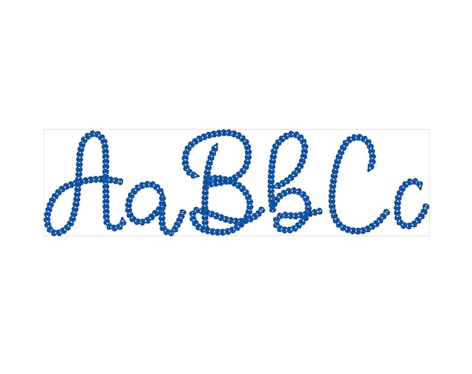 Bold Dense Hand Chain stitch script FONT machine embroidery designs in alphabet letters knit sweater handmade effect chain name, and BX
