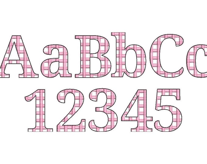 Classy Checkered Plaid Font light sketch outline machine embroidery designs font alphabet kids name monogram letters in assorted sizes, BX