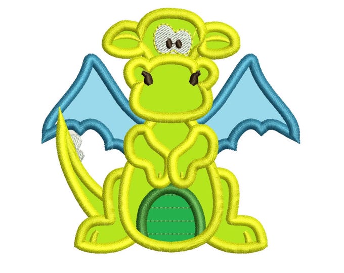 Little cute Dragon Applique machine embroidery designs sizes for hoop 4x4 and 5x7 flying dino with wings kids baby boys tshirt outfit