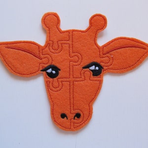 Giraffe head Puzzle ITH in the hoop - game - machine embroidery applique designs -  4x4, 5x7 INSTANT DOWNLOAD