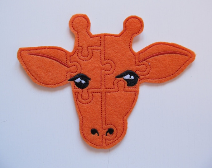 Giraffe head Puzzle ITH in the hoop - game - machine embroidery applique designs -  4x4, 5x7 INSTANT DOWNLOAD