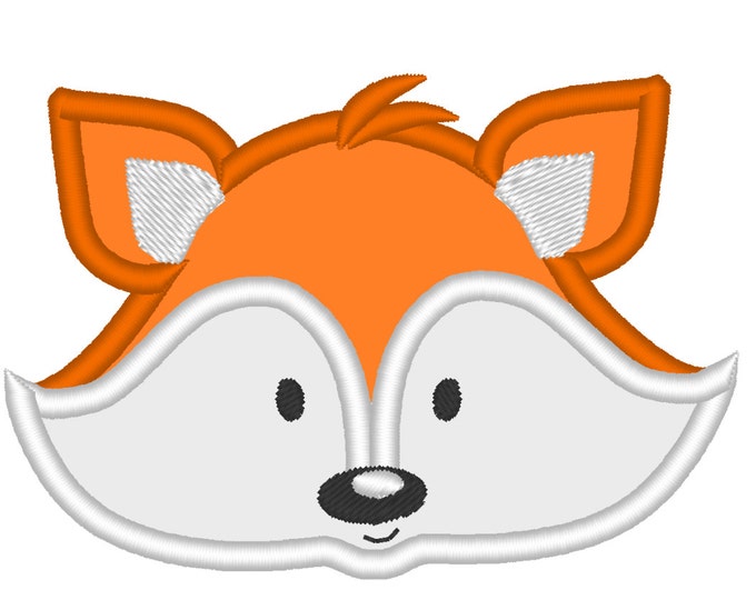 Pretty Fox Face - machine embroidery applique designs for hoops 4x4, 5x7 INSTANT DOWNLOAD - cute nice fox embroidery