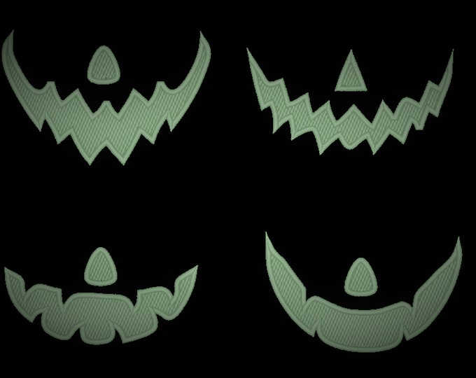 Facemask Jack o lantern pumpkin Halloween costume facemask mouth face head Glow in the dark embroidery designs set of 4 designs sizes