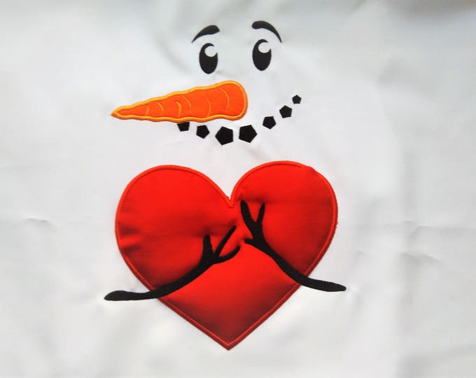 Awesome snowman Hugs warm heart embroidery applique designs - 4x4, 5x7 6x10 INSTANT DOWNLOAD