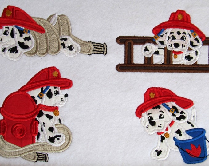 Dalmatian fireman Puppies - set, machine applique files 4x4, 5x7 and 6x10