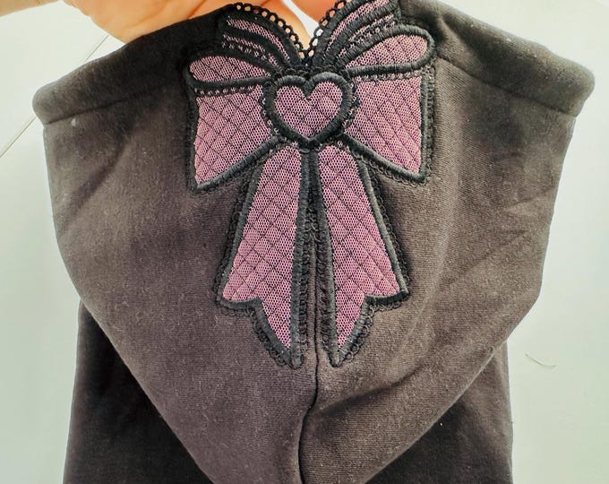 Coquette Lace Bow Applique machine embroidery designs Awesome FSL Lace effect  delicate heirloom side butterfly bow split seam Sweatshirt