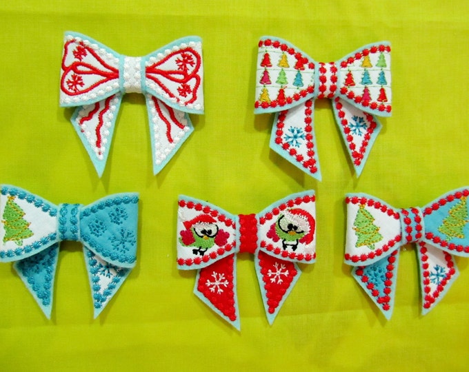 Christmas Bows 3D effect  - In the hoop project - machine embroidery ITH design - 4x4 INSTANT DOWNLOAD