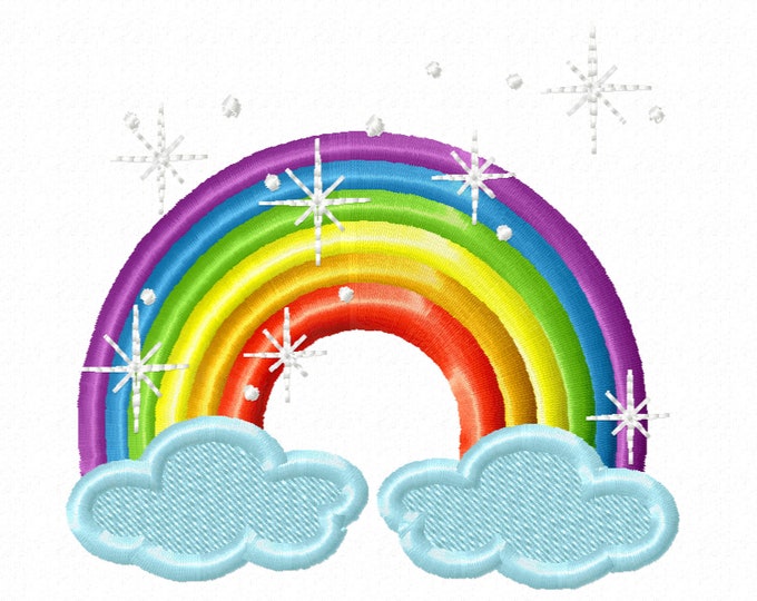 Sparkling  Rainbow - machine embroider designs, 4x4 and  5x7 INSTANT DOWNLOAD rainbow unicorn sparkle