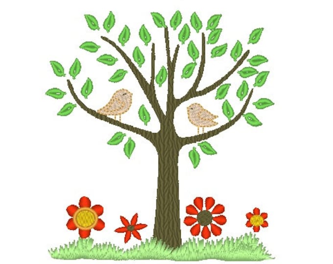 Tree Of Life with birds machine embroidery designs INSTANT DOWNLOAD - for hoop 4x4, 5x7 and 6x10