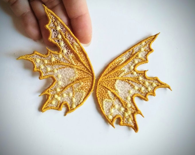 FSL, Free standing AUTUMN angel or butterfly wings embroidery designs 4x4 and 5x7  Water soluble stabilizer wings lace embroidery FSL