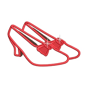 Dorothy Red Shoes Ruby Slippers The Wonderful Wizard of Oz Applique machine embroidery designs sizes for hoop 4x4 and 5x7