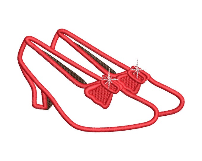 Dorothy Red Shoes Ruby Slippers The Wonderful Wizard of Oz Applique machine embroidery designs sizes for hoop 4x4 and 5x7