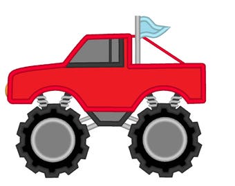 Monster Truck - machine embroidery applique designs INSTANT DOWNLOAD for hoop 4x4, 5x7, 6x10 red truck for boys machine embroidery design