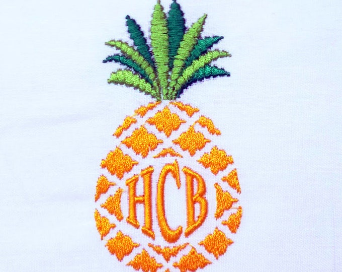 Pineapple Fruit and unique circle monogram bundle Monogram Font Machine Embroidery Designs assorted sizes 4 up to 7 inch