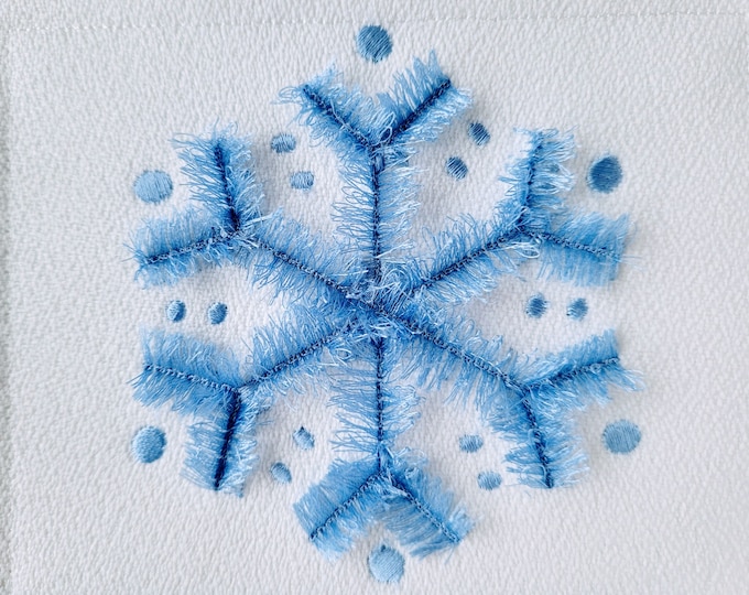 Fringed fluffy Snowflakes 6 different Christmas snowflake designs spruce machine embroidery designs in assorted sizes, kids funny merry Xmas