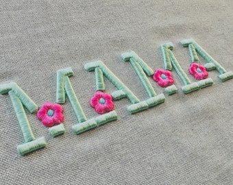 Floral Puff Embroidery Font puffy foam machine embroidery designs 3D raised alphabet monogram Daisy Flower Block Font 1.3, 1.7, 2 inch, BX