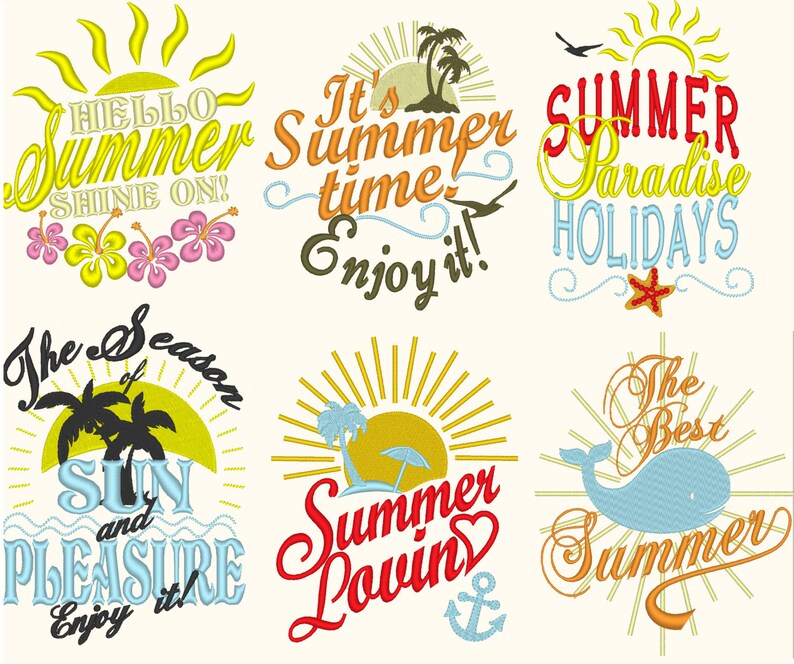 Summer Sun Lovin Holidays Paradise Quotes Embroidery Designs | Etsy
