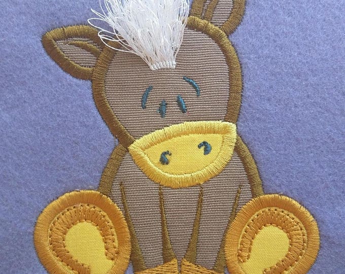 Little horse applique  - machine embroidery designs applique Pony horse siting embroidery in the hoop embroidery designs