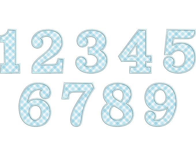 Soft block font kids Birthday Numbers applique SET from 1 up to 9 applique numbers machine embroidery designs size 3, 4, 5, 6, 7in BX incl