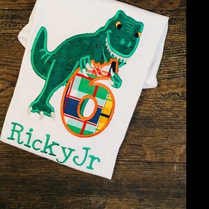 T-rex dinosaur Birthday number six 6 machine embroidery Birthday outfit designs assorted sizes, for hoops 4x4, 5x7, 6x10 INSTANT DOWNLOAD image 4