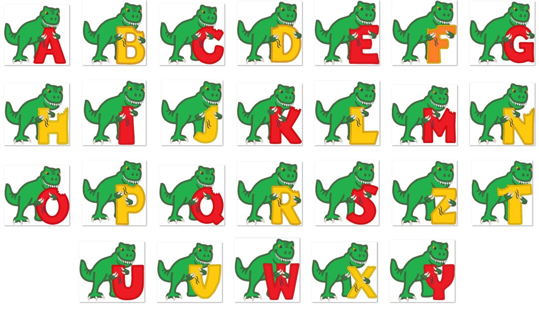 T-rex Dinosaur Personalized Name Letter Whole Alphabet 26 Letters ...