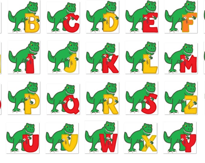 T-rex dinosaur Personalized name letter whole alphabet 26 letters machine embroidery Birthday outfit designs - for hoops 4x4, 5x7, 6x10