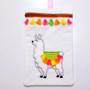 Llama impresionante bolsa, sobre ITH, bolsillo, ITH, bolsa, bolsa zip, diseños de bordado de máquina en el aro In-The-Hoop 5x7 6x10