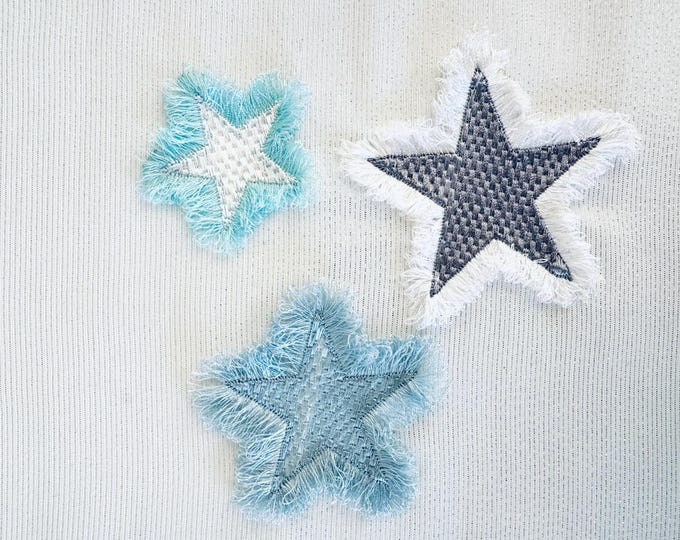 Little mini fringed fluffy Star waffle stitch and fringe machine embroidery designs fur chenille fringe in the hoop Star shape 2 up to 3.5in