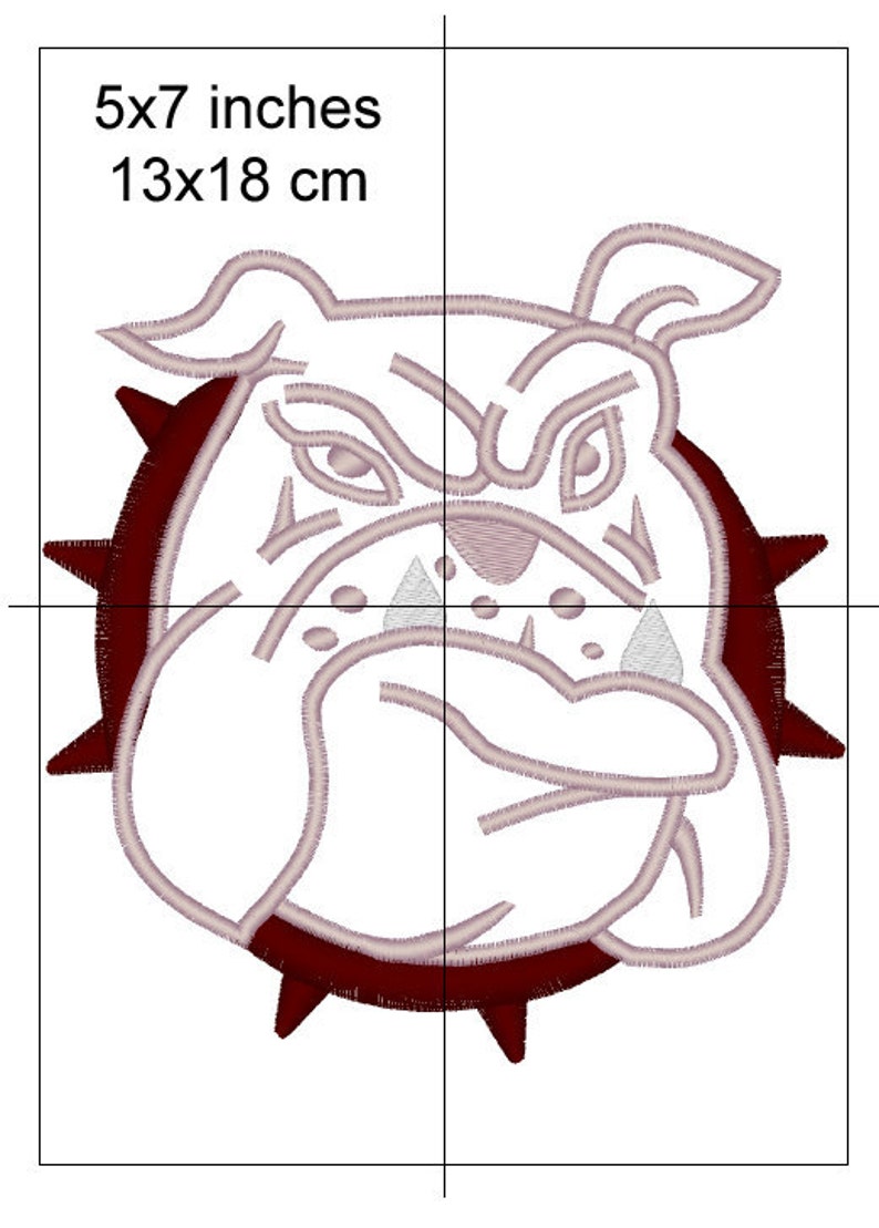 Bulldog Machine Embroidery Applique and Fill Stitch Design Etsy