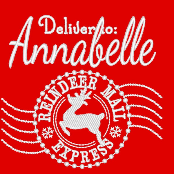 Reindeer mail express Christmas sack stamp machine embroidery designs in assorted sizes instant download personalized Christmas stocking