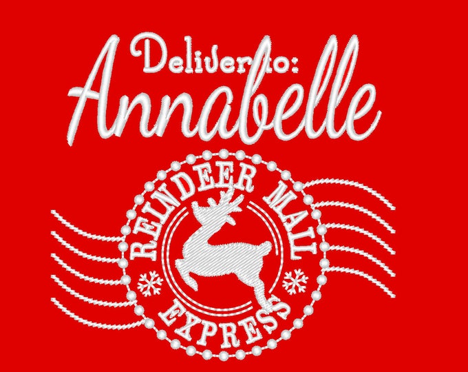 Reindeer mail express Christmas sack stamp machine embroidery designs in assorted sizes instant download personalized Christmas stocking